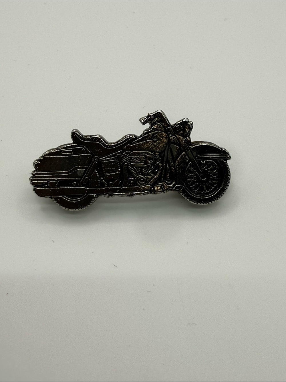 Detailed Silver Tone Touring Motorcycle Biker Vest Pin